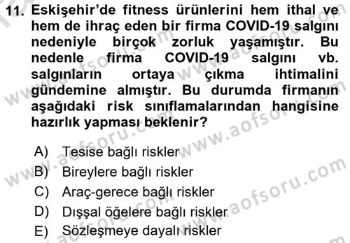 Spor Tesis İşletmesi ve Saha Malzeme Bilgisi Dersi 2021 - 2022 Yılı (Final) Dönem Sonu Sınav Soruları 11. Soru