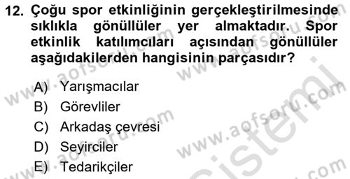 Spor Tesis İşletmesi ve Saha Malzeme Bilgisi Dersi 2021 - 2022 Yılı (Final) Dönem Sonu Sınav Soruları 12. Soru
