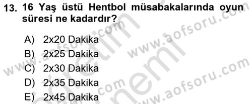 Spor Tesis İşletmesi ve Saha Malzeme Bilgisi Dersi 2021 - 2022 Yılı (Final) Dönem Sonu Sınav Soruları 13. Soru