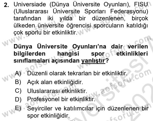 Spor Tesis İşletmesi ve Saha Malzeme Bilgisi Dersi 2021 - 2022 Yılı (Final) Dönem Sonu Sınav Soruları 2. Soru
