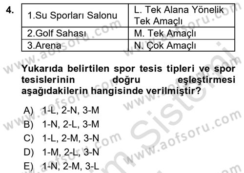 Spor Tesis İşletmesi ve Saha Malzeme Bilgisi Dersi 2021 - 2022 Yılı (Final) Dönem Sonu Sınav Soruları 4. Soru