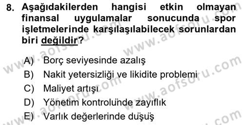 Spor Tesis İşletmesi ve Saha Malzeme Bilgisi Dersi 2021 - 2022 Yılı (Final) Dönem Sonu Sınav Soruları 8. Soru