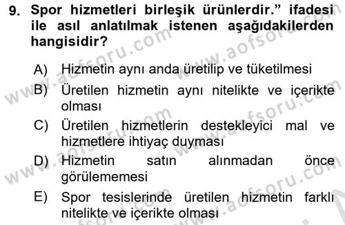 Spor Tesis İşletmesi ve Saha Malzeme Bilgisi Dersi 2021 - 2022 Yılı (Final) Dönem Sonu Sınav Soruları 9. Soru