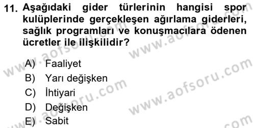Spor Tesis İşletmesi ve Saha Malzeme Bilgisi Dersi 2021 - 2022 Yılı Yaz Okulu Sınav Soruları 11. Soru