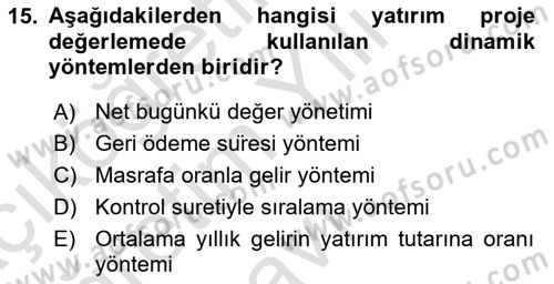 Spor Tesis İşletmesi ve Saha Malzeme Bilgisi Dersi 2021 - 2022 Yılı Yaz Okulu Sınav Soruları 15. Soru