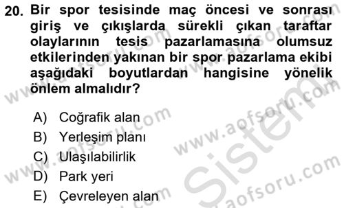 Spor Tesis İşletmesi ve Saha Malzeme Bilgisi Dersi 2021 - 2022 Yılı Yaz Okulu Sınav Soruları 20. Soru