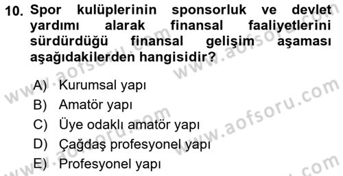 Spor Tesis İşletmesi ve Saha Malzeme Bilgisi Dersi 2022 - 2023 Yılı (Final) Dönem Sonu Sınav Soruları 10. Soru