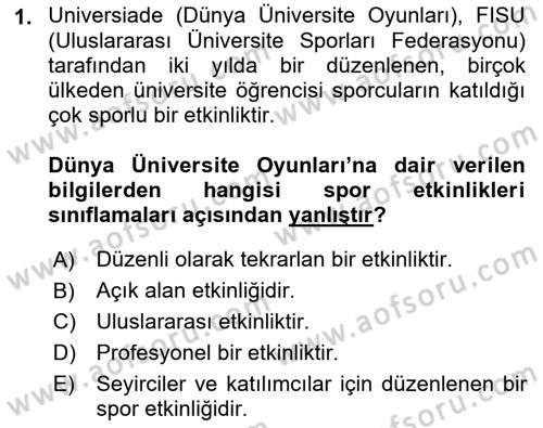 Spor Tesis İşletmesi ve Saha Malzeme Bilgisi Dersi 2022 - 2023 Yılı Yaz Okulu Sınav Soruları 1. Soru