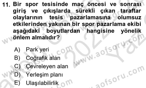Spor Tesis İşletmesi ve Saha Malzeme Bilgisi Dersi 2022 - 2023 Yılı Yaz Okulu Sınav Soruları 11. Soru
