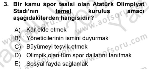 Spor Tesis İşletmesi ve Saha Malzeme Bilgisi Dersi 2022 - 2023 Yılı Yaz Okulu Sınav Soruları 3. Soru