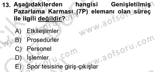 Spor Tesis İşletmesi ve Saha Malzeme Bilgisi Dersi Ara Sınavı Deneme Sınav Soruları 13. Soru