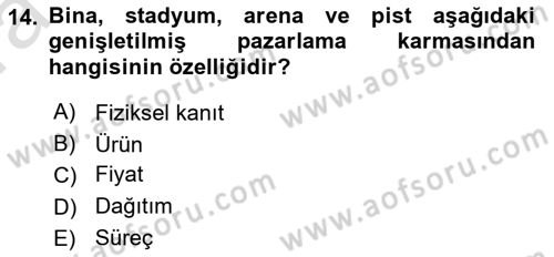 Spor Tesis İşletmesi ve Saha Malzeme Bilgisi Dersi 2023 - 2024 Yılı (Vize) Ara Sınav Soruları 14. Soru