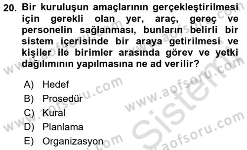 Spor Tesis İşletmesi ve Saha Malzeme Bilgisi Dersi 2023 - 2024 Yılı (Vize) Ara Sınav Soruları 20. Soru