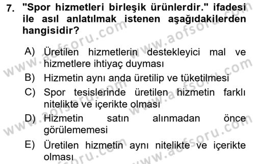 Spor Tesis İşletmesi ve Saha Malzeme Bilgisi Dersi 2023 - 2024 Yılı (Vize) Ara Sınav Soruları 7. Soru