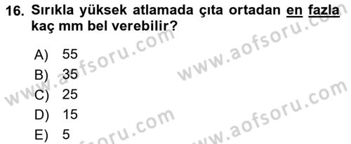 Spor Tesis İşletmesi ve Saha Malzeme Bilgisi Dersi 2023 - 2024 Yılı (Final) Dönem Sonu Sınav Soruları 16. Soru