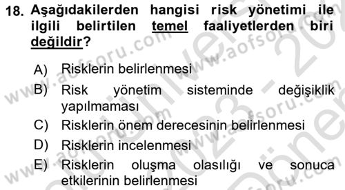 Spor Tesis İşletmesi ve Saha Malzeme Bilgisi Dersi 2023 - 2024 Yılı (Final) Dönem Sonu Sınav Soruları 18. Soru