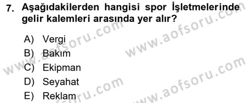Spor Tesis İşletmesi ve Saha Malzeme Bilgisi Dersi 2023 - 2024 Yılı (Final) Dönem Sonu Sınav Soruları 7. Soru