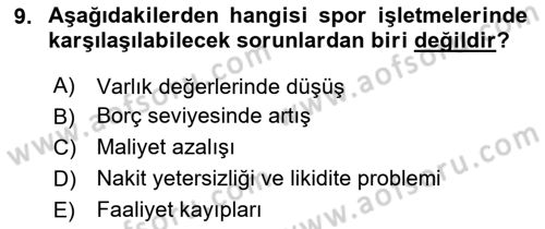 Spor Tesis İşletmesi ve Saha Malzeme Bilgisi Dersi 2023 - 2024 Yılı (Final) Dönem Sonu Sınav Soruları 9. Soru