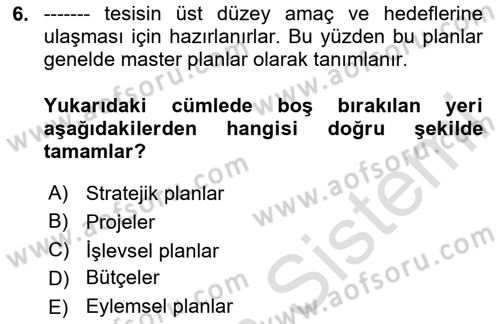 Spor Tesis İşletmesi ve Saha Malzeme Bilgisi Dersi 2023 - 2024 Yılı Yaz Okulu Sınav Soruları 6. Soru