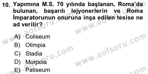 Spor Tesis İşletmesi ve Saha Malzeme Bilgisi Dersi 2024 - 2025 Yılı (Vize) Ara Sınav Soruları 10. Soru