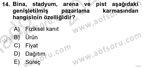 Spor Tesis İşletmesi ve Saha Malzeme Bilgisi Dersi Ara Sınavı Deneme Sınav Soruları 14. Soru