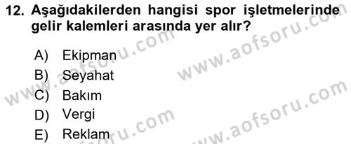 Spor Tesis İşletmesi ve Saha Malzeme Bilgisi Dersi 2024 - 2025 Yılı (Final) Dönem Sonu Sınav Soruları 12. Soru