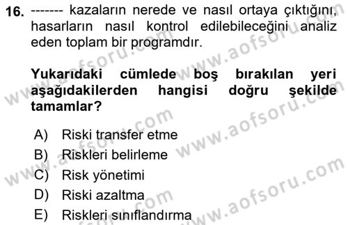 Spor Tesis İşletmesi ve Saha Malzeme Bilgisi Dersi 2024 - 2025 Yılı (Final) Dönem Sonu Sınav Soruları 16. Soru
