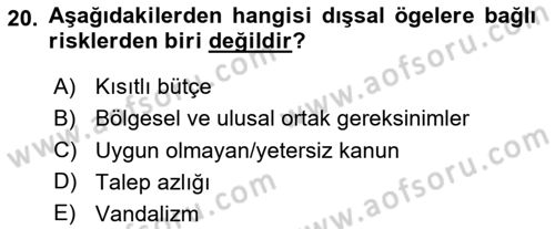 Spor Tesis İşletmesi ve Saha Malzeme Bilgisi Dersi 2024 - 2025 Yılı (Final) Dönem Sonu Sınav Soruları 20. Soru