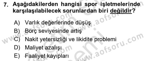 Spor Tesis İşletmesi ve Saha Malzeme Bilgisi Dersi 2024 - 2025 Yılı (Final) Dönem Sonu Sınav Soruları 7. Soru