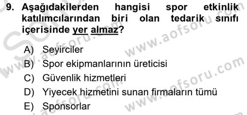Spor Tesis İşletmesi ve Saha Malzeme Bilgisi Dersi 2024 - 2025 Yılı (Final) Dönem Sonu Sınav Soruları 9. Soru