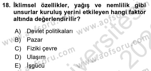 Spor Tesisi İşletmeciliği ve Saha Malzeme Bilgisi Dersi 2022 - 2023 Yılı (Vize) Ara Sınavı 18. Soru