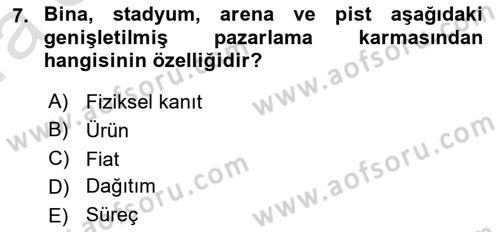 Spor Tesisi İşletmeciliği ve Saha Malzeme Bilgisi Dersi 2022 - 2023 Yılı (Vize) Ara Sınavı 7. Soru