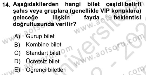 Spor Tesisi İşletmeciliği ve Saha Malzeme Bilgisi Dersi 2022 - 2023 Yılı (Final) Dönem Sonu Sınavı 14. Soru