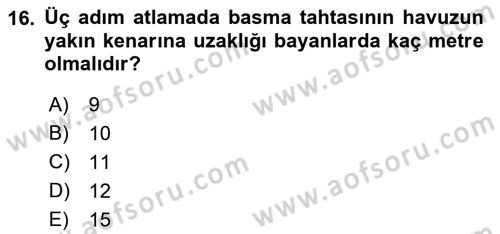 Spor Tesisi İşletmeciliği ve Saha Malzeme Bilgisi Dersi 2022 - 2023 Yılı (Final) Dönem Sonu Sınavı 16. Soru