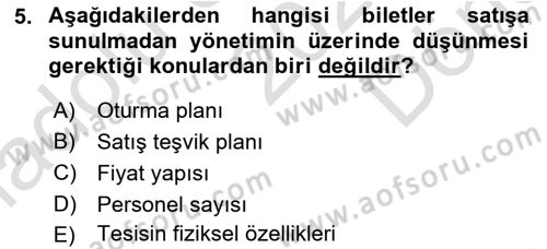 Spor Tesisi İşletmeciliği ve Saha Malzeme Bilgisi Dersi 2022 - 2023 Yılı (Final) Dönem Sonu Sınavı 5. Soru