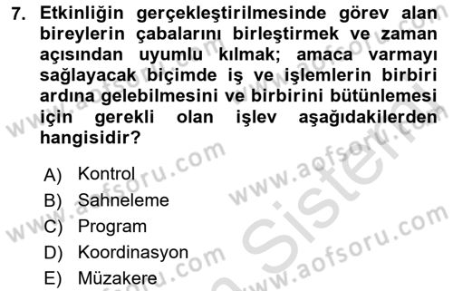 Spor Tesisi İşletmeciliği ve Saha Malzeme Bilgisi Dersi 2022 - 2023 Yılı (Final) Dönem Sonu Sınavı 7. Soru