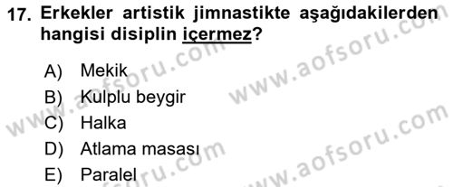 Spor Tesisi İşletmeciliği ve Saha Malzeme Bilgisi Dersi 2023 - 2024 Yılı (Final) Dönem Sonu Sınavı 17. Soru