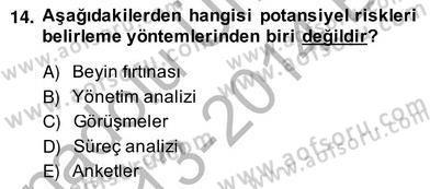 Sporda Risk Yönetimi Dersi 2013 - 2014 Yılı (Vize) Ara Sınav Soruları 14. Soru