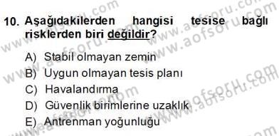 Sporda Risk Yönetimi Dersi 2013 - 2014 Yılı (Final) Dönem Sonu Sınav Soruları 10. Soru