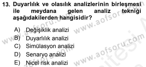 Sporda Risk Yönetimi Dersi 2015 - 2016 Yılı (Vize) Ara Sınav Soruları 13. Soru