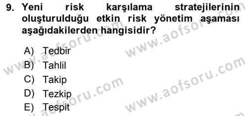 Sporda Risk Yönetimi Dersi 2015 - 2016 Yılı (Vize) Ara Sınav Soruları 9. Soru