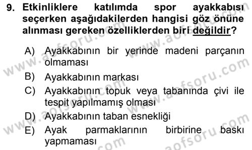 Sporda Risk Yönetimi Dersi 2015 - 2016 Yılı (Final) Dönem Sonu Sınav Soruları 9. Soru