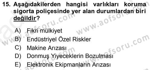 Sporda Risk Yönetimi Dersi 2015 - 2016 Yılı Tek Ders Sınav Soruları 15. Soru