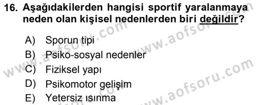 Sporda Risk Yönetimi Dersi 2015 - 2016 Yılı Tek Ders Sınav Soruları 16. Soru