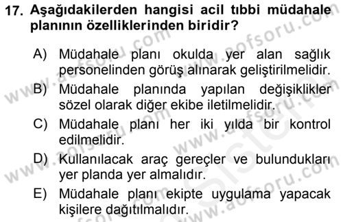 Sporda Risk Yönetimi Dersi 2015 - 2016 Yılı Tek Ders Sınav Soruları 17. Soru