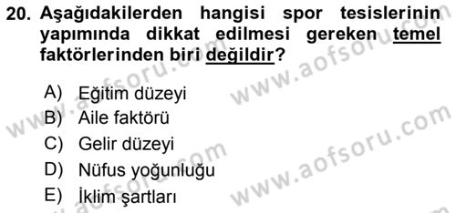 Sporda Risk Yönetimi Dersi 2015 - 2016 Yılı Tek Ders Sınav Soruları 20. Soru