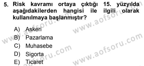 Sporda Risk Yönetimi Dersi 2015 - 2016 Yılı Tek Ders Sınav Soruları 5. Soru