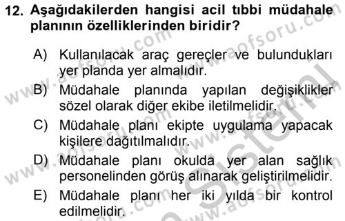 Sporda Risk Yönetimi Dersi 2016 - 2017 Yılı 3 Ders Sınav Soruları 12. Soru