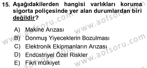 Sporda Risk Yönetimi Dersi 2016 - 2017 Yılı 3 Ders Sınav Soruları 15. Soru