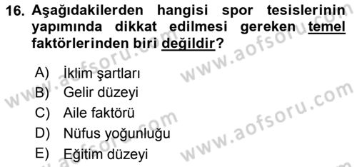 Sporda Risk Yönetimi Dersi 2016 - 2017 Yılı 3 Ders Sınav Soruları 16. Soru